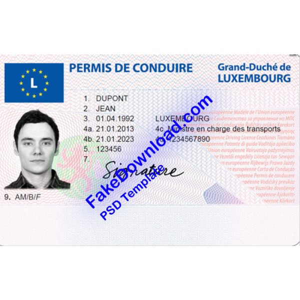 Luxembourg Driver License (psd)