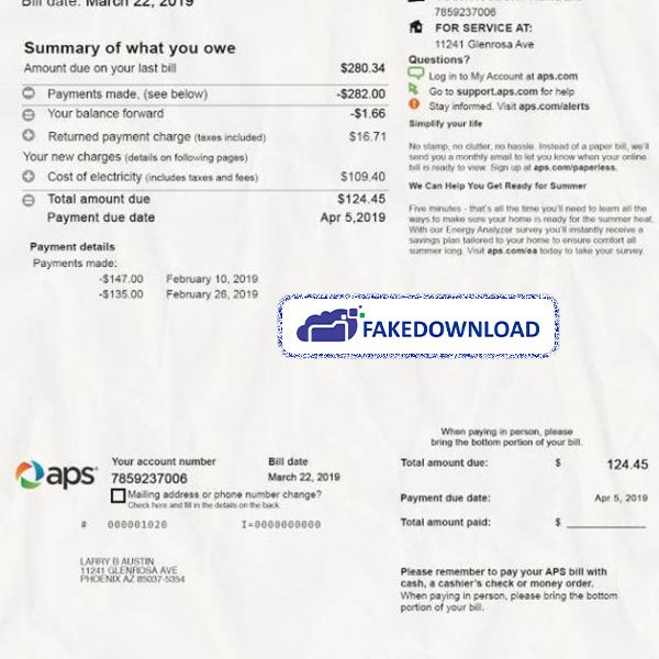 Arizona Proof Address (psd)