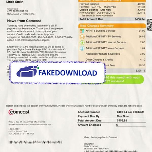 Us comcast Proof Address (psd)