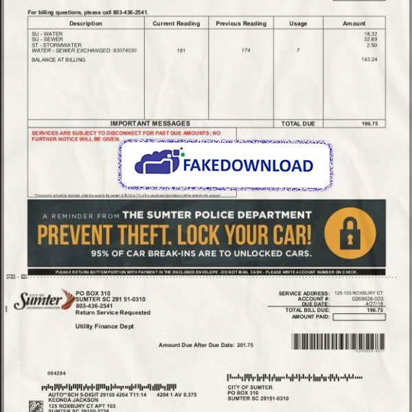 Usa Sumter Water Proof Address (psd)